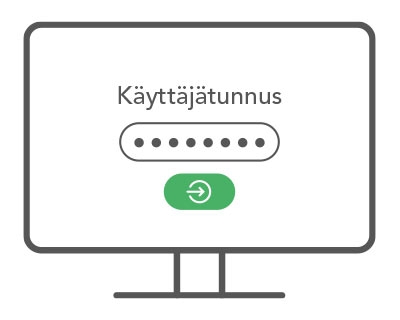 Käyttäjätunnuksen syöttäminen tietokoneelle.